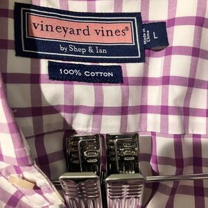 Vineyard Vines Lavender Plaid Shirt Purple Buttondown 100% Cotton